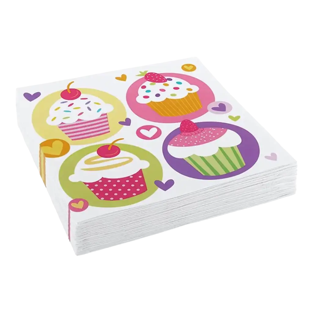 Paper napkins with Cupcake design (Set of 20)