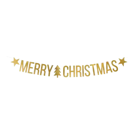 MERRY CHRISTMAS paper garland gold 150cm