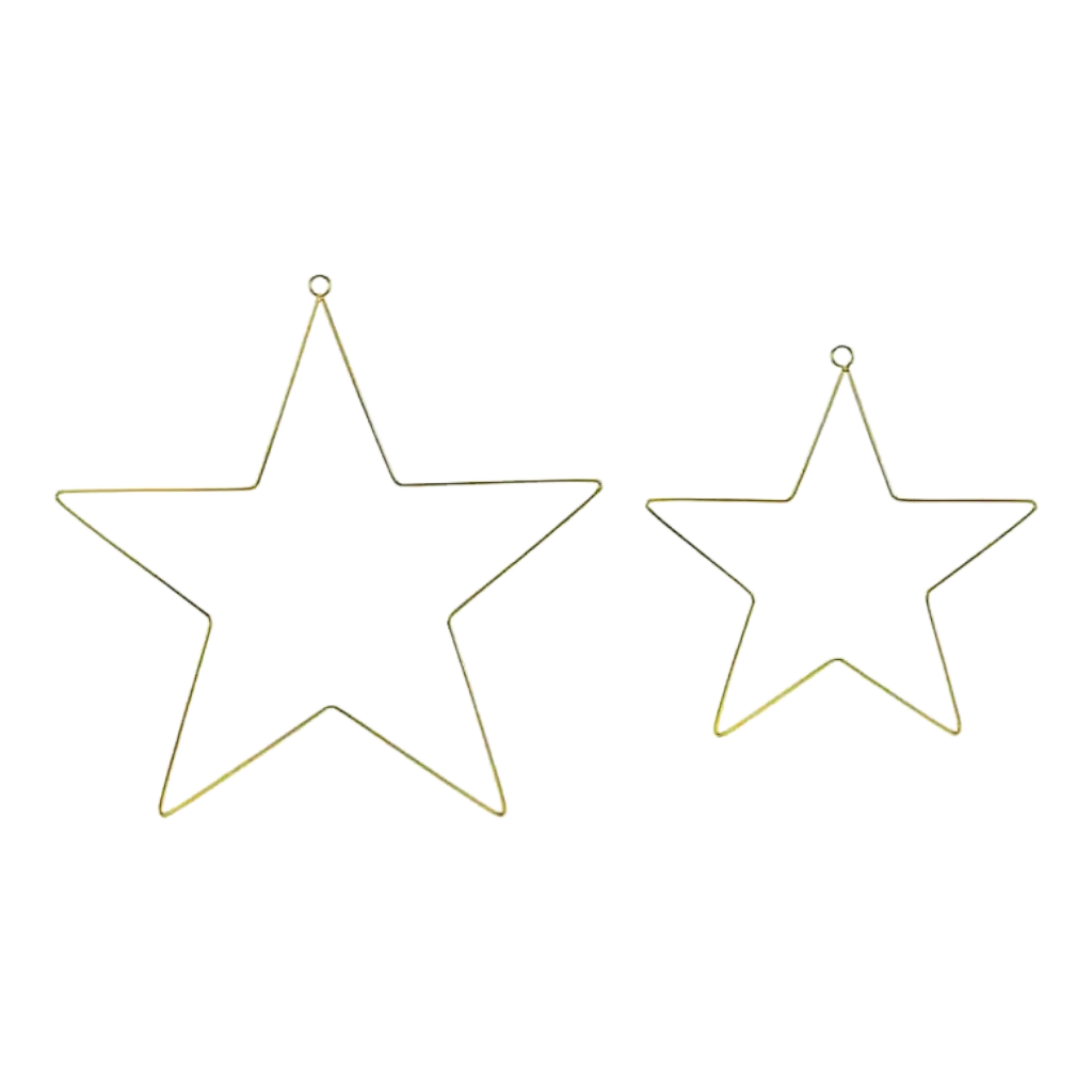 Hanging decorations Gold metal stars (Set of 2)