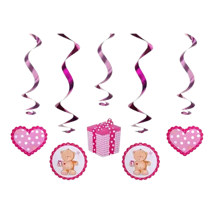 It's a Girl pink spiral decoration 60cm (5 pieces)