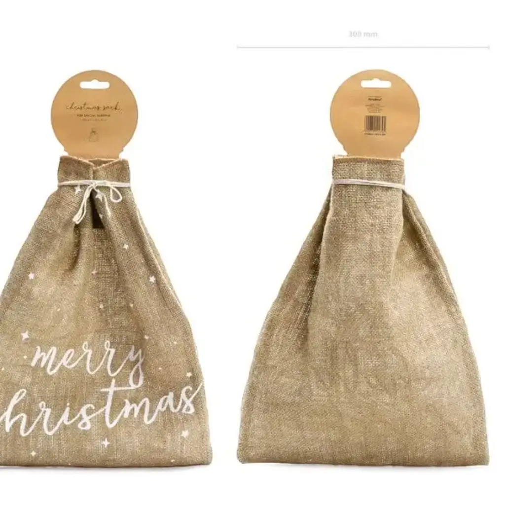 Natural Burlap Bag Merry Christmas