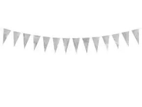 Silver metallic pennant garland 215cm