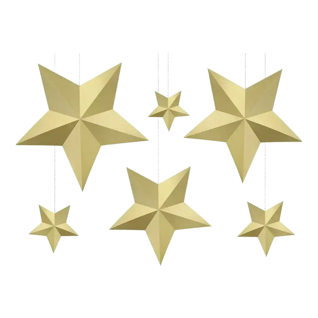 Decoration golden stars (6 pieces)