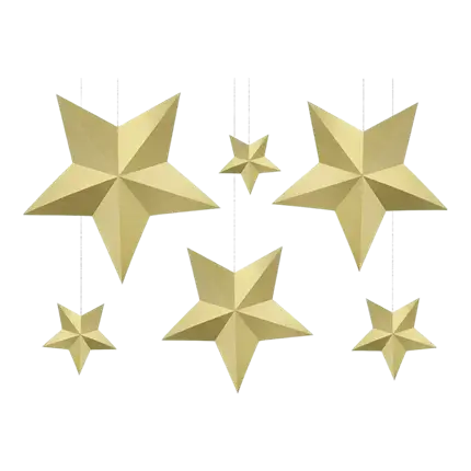 Decoration golden stars (6 pieces)
