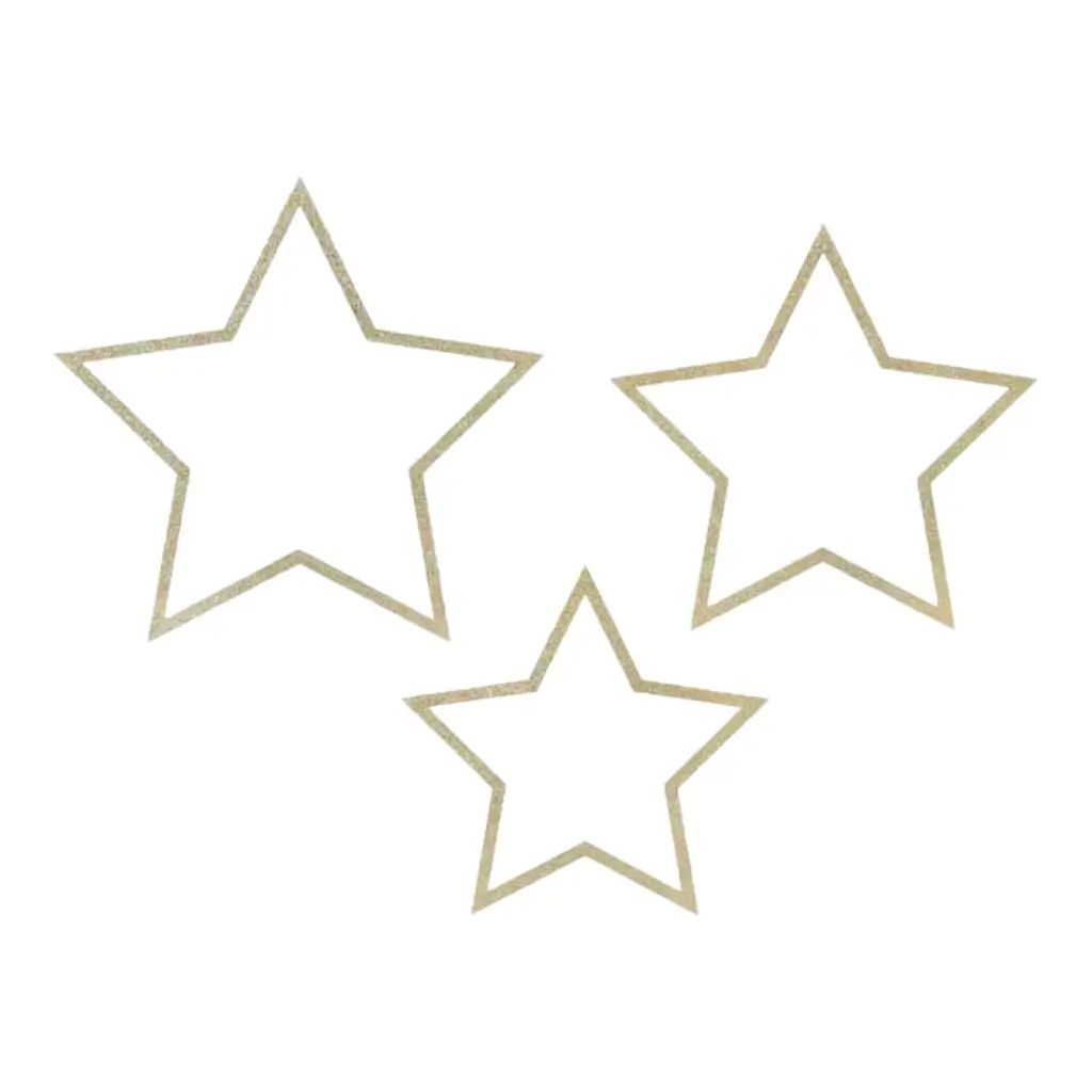 Wooden decoration star glitter gold (3 pieces)