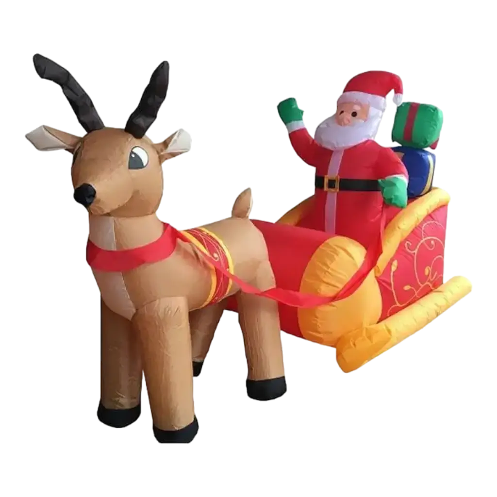 Giant inflatable sled Father Christmas + Reindeer 180cm