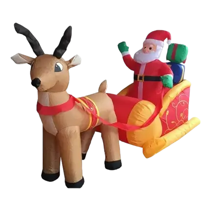 Giant inflatable sled Father Christmas + Reindeer 180cm