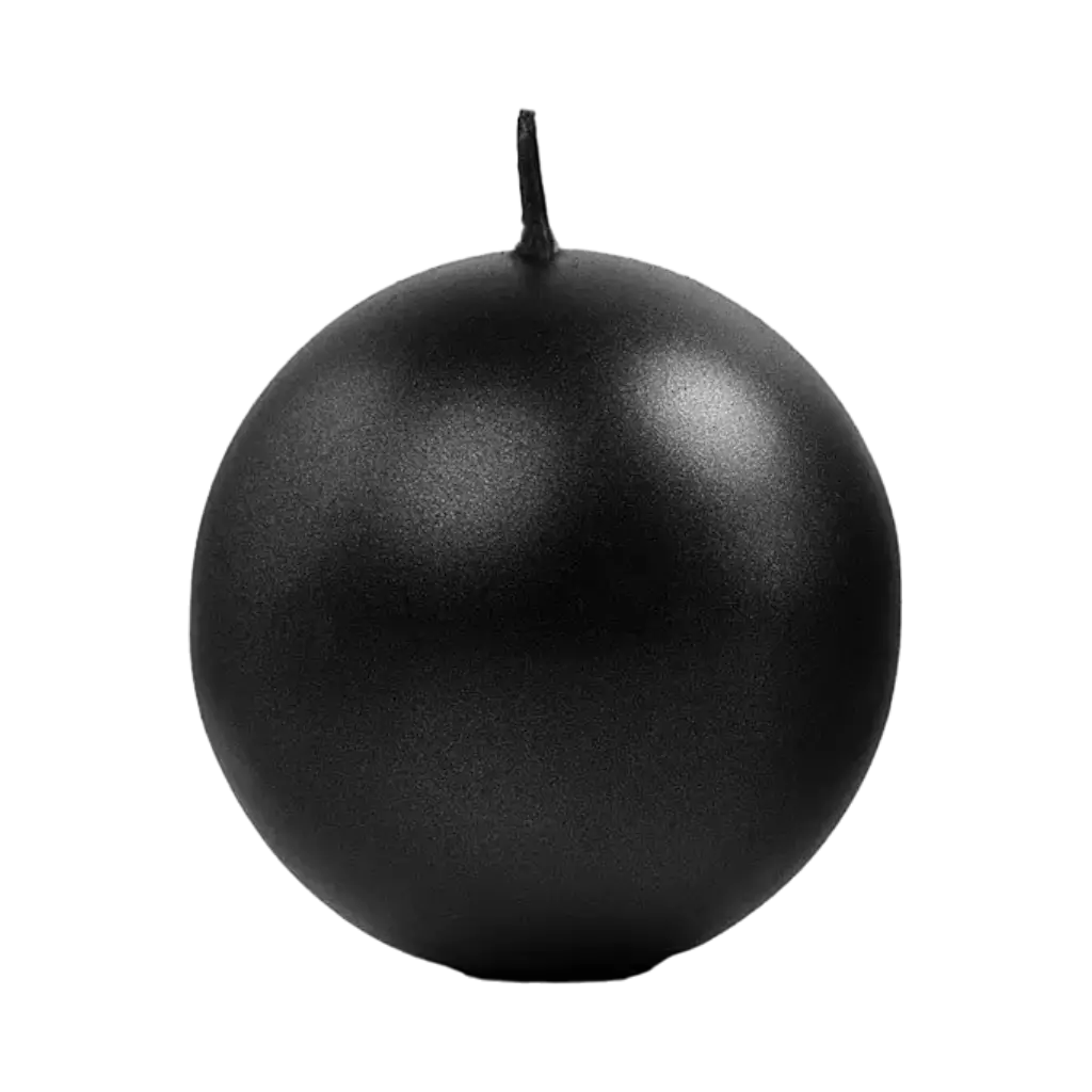 Candle round metallic black ø 8cm