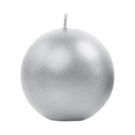 Round metallic silver candle ø 8cm