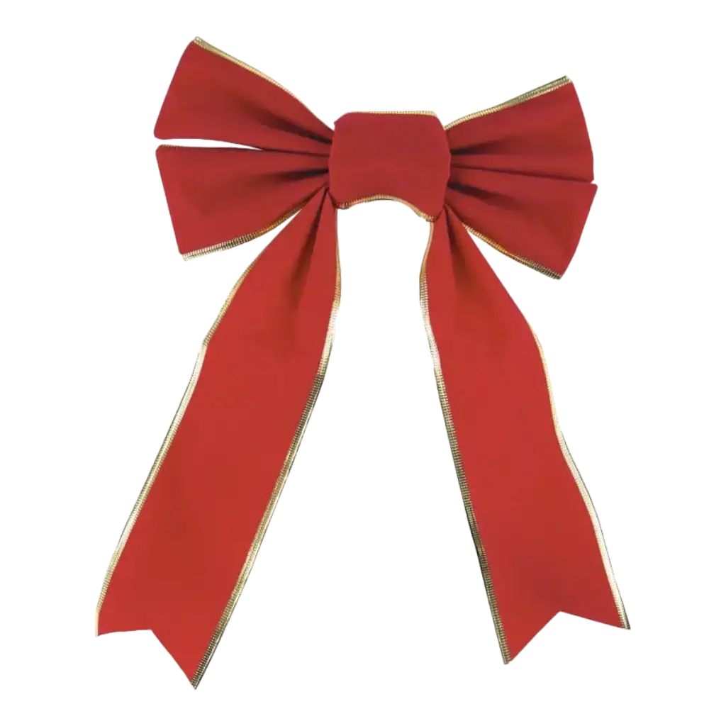 Red and gold velvet fabric bow
