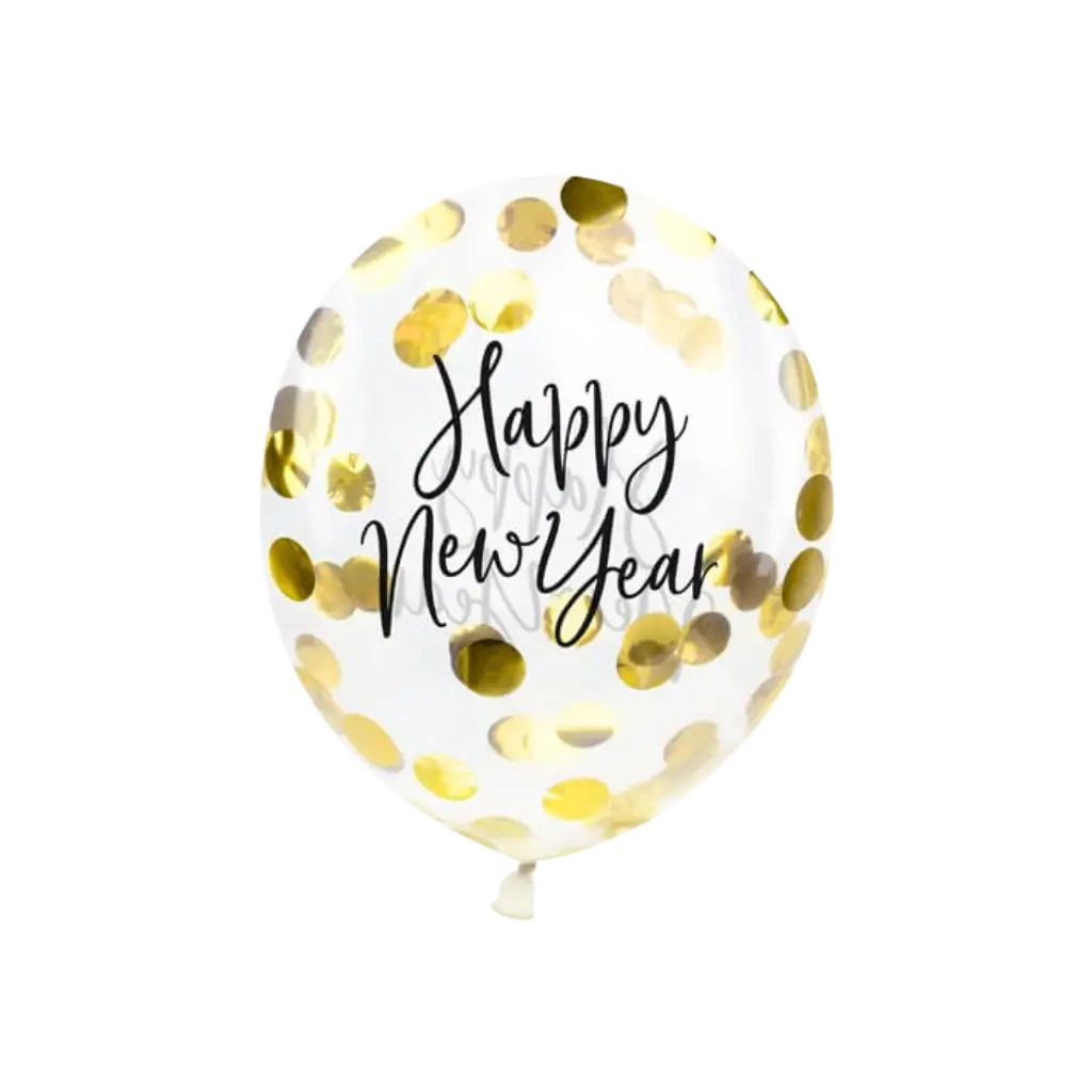 Happy New Year Gold confetti balloon (3 pieces)