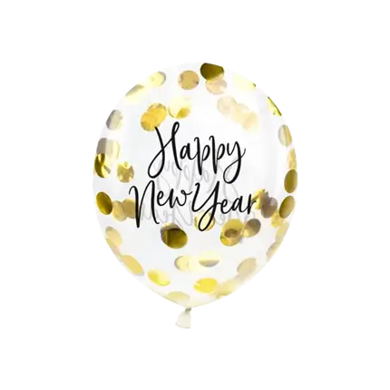 Happy New Year Gold confetti balloon (3 pieces)