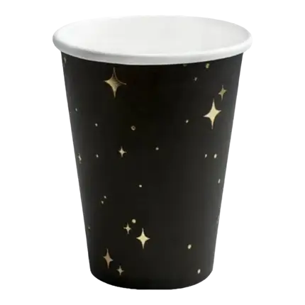 Set of 6 black glasses with gold pattern