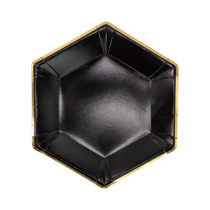 Black plate with gold edge (Set of 6)