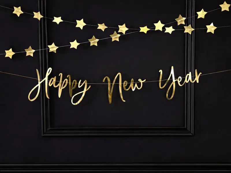 Happy New Year Script Gold Garland