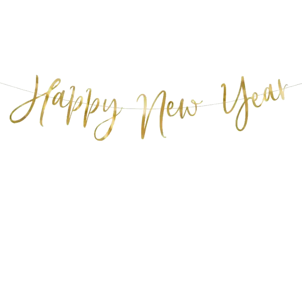 Happy New Year Script Gold Garland