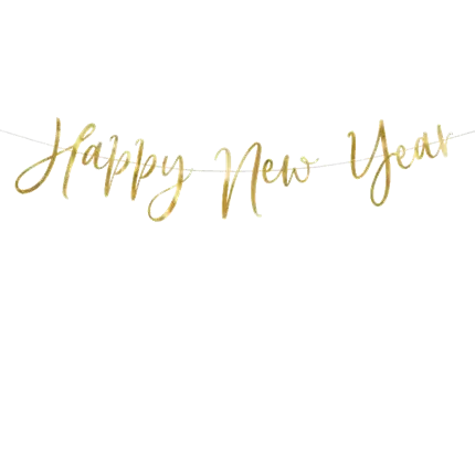 Happy New Year Script Gold Garland