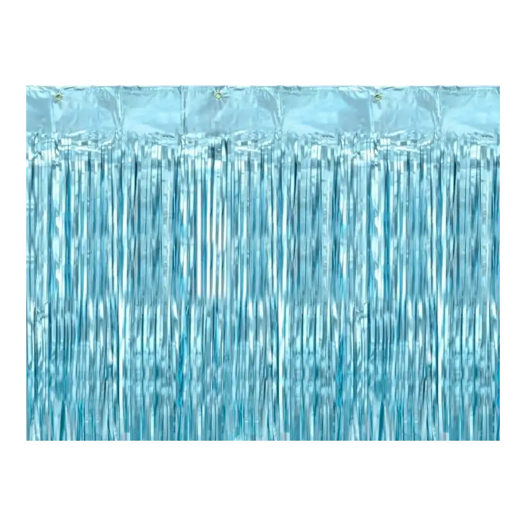 Glittering curtain with fringes Light blue 90x250cm