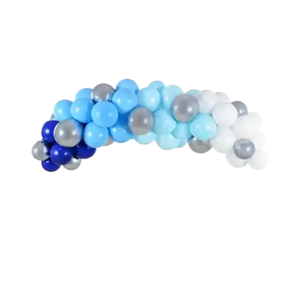 Half Balloon Arch in Blue, White and Silver