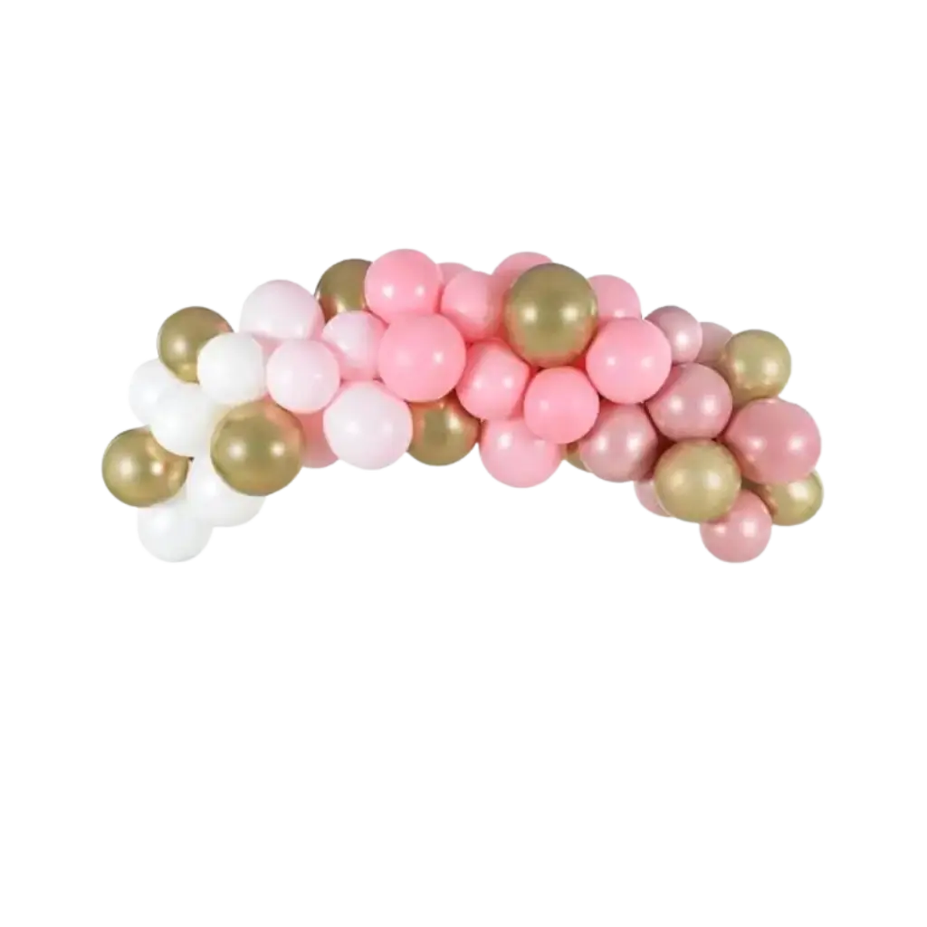 Half Balloon Arch in Pink, White and Gold