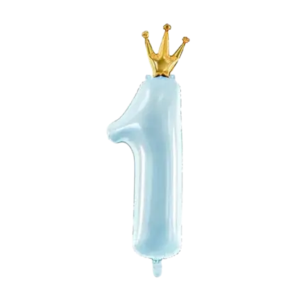 Light Blue Balloon Number 1 with Crown