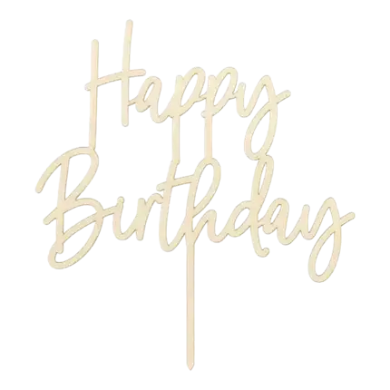 WOODEN HAPPY BIRTHDAY CAKE DECORATION