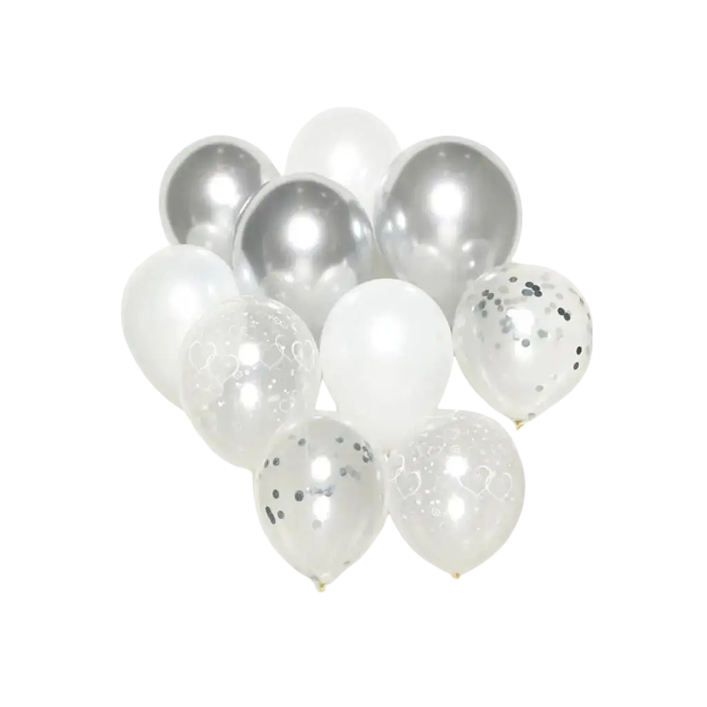 Bunch of 10 Silver Theme Balloons