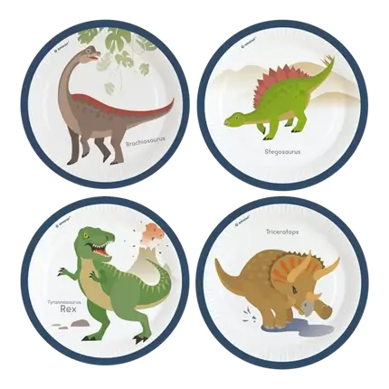 8 paper plates Dinosaur ø23cm