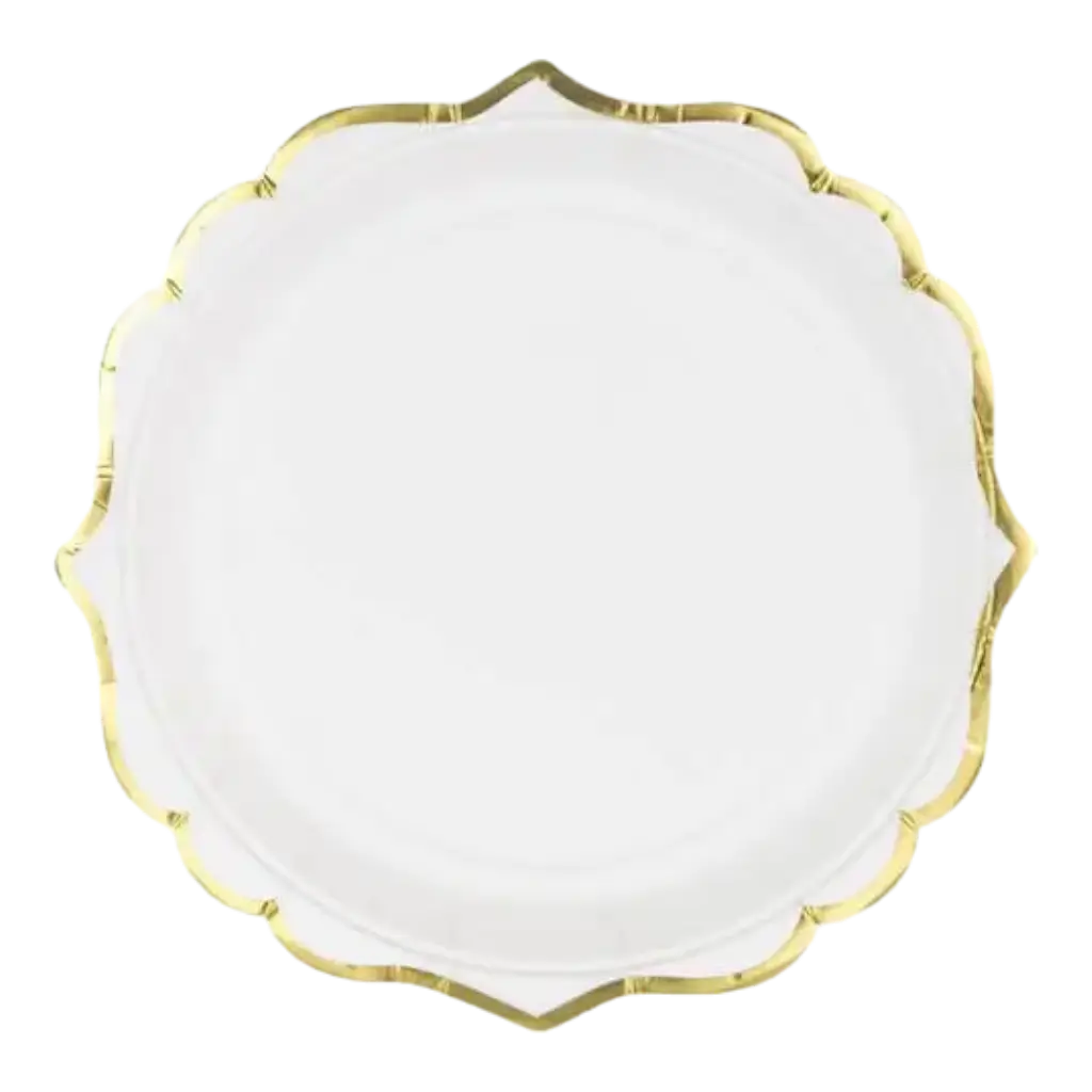 White paper plate with gold edge (Set of 6)