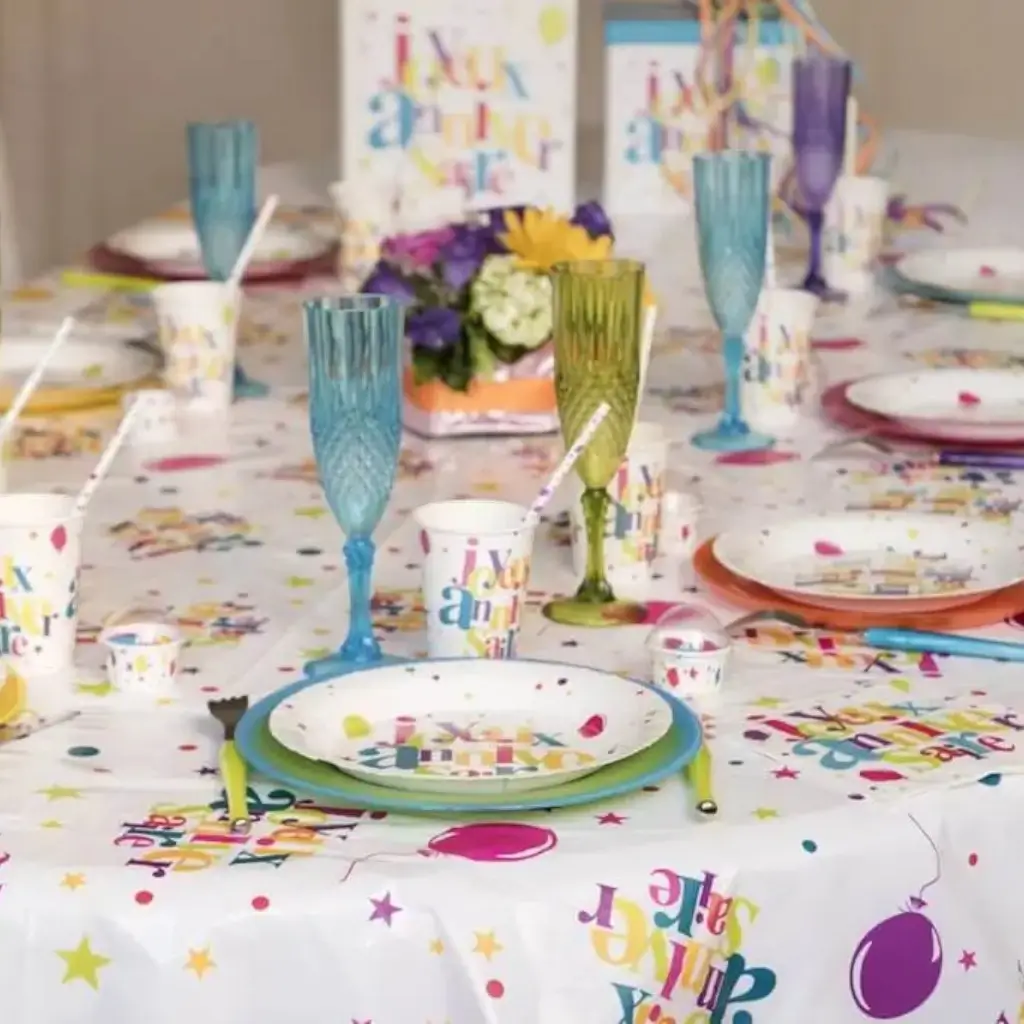 Happy Birthday Tablecloth Multicolour