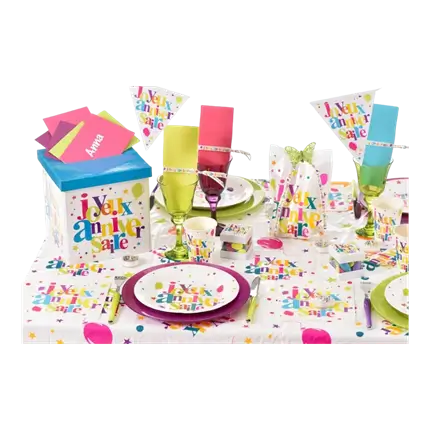 Happy Birthday Tablecloth Multicolour