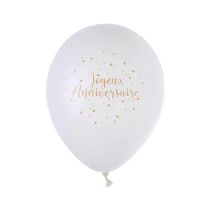 Happy Birthday Balloon Metallic White (Set of 8)