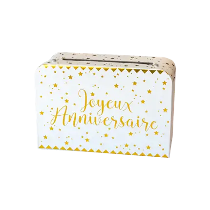 Happy Birthday Paper Urn Gold/White