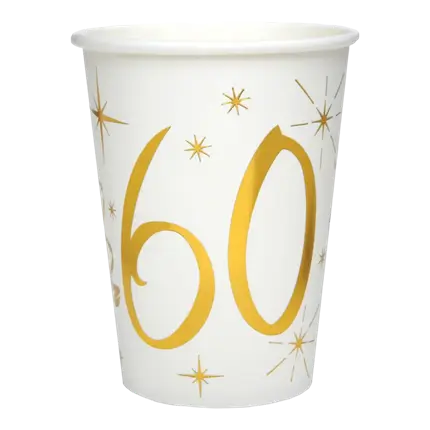 Paper cup White/Gold 60 years (Set of 10)