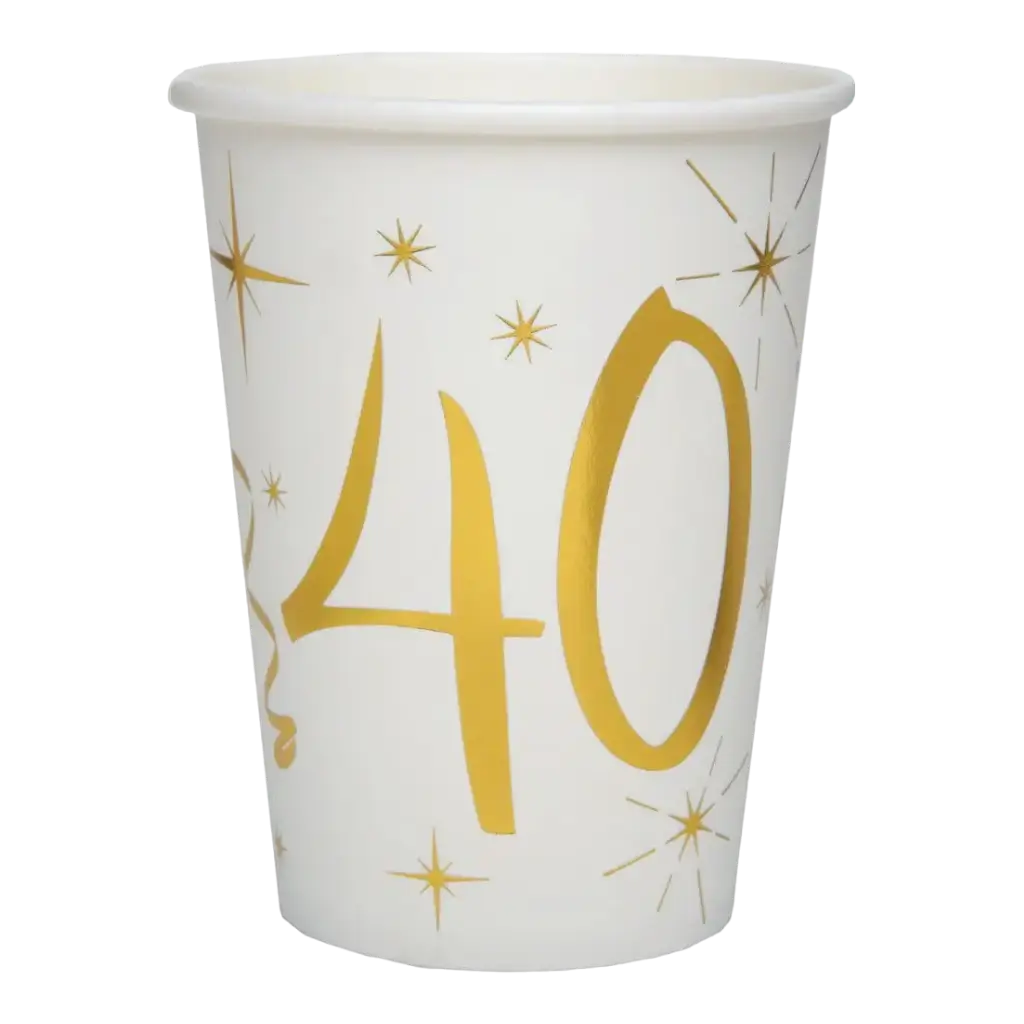 Paper cup White/Gold 40 years (Set of 10)