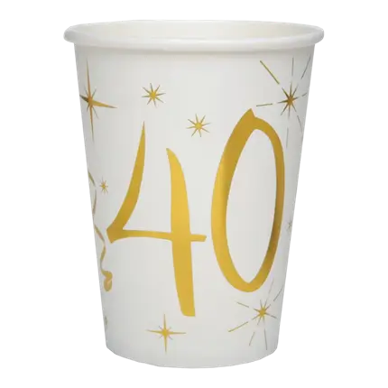 Paper cup White/Gold 40 years (Set of 10)