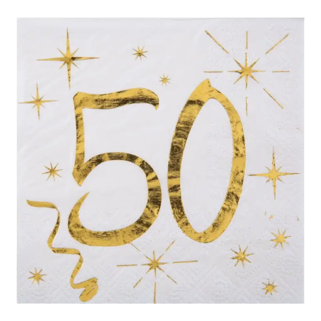 White/Golden Paper Towel 50 years (Set of 20)
