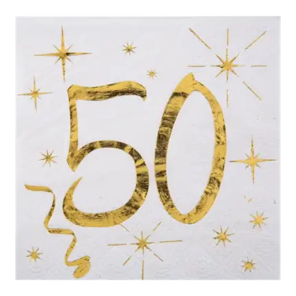 White/Golden Paper Towel 50 years (Set of 20)