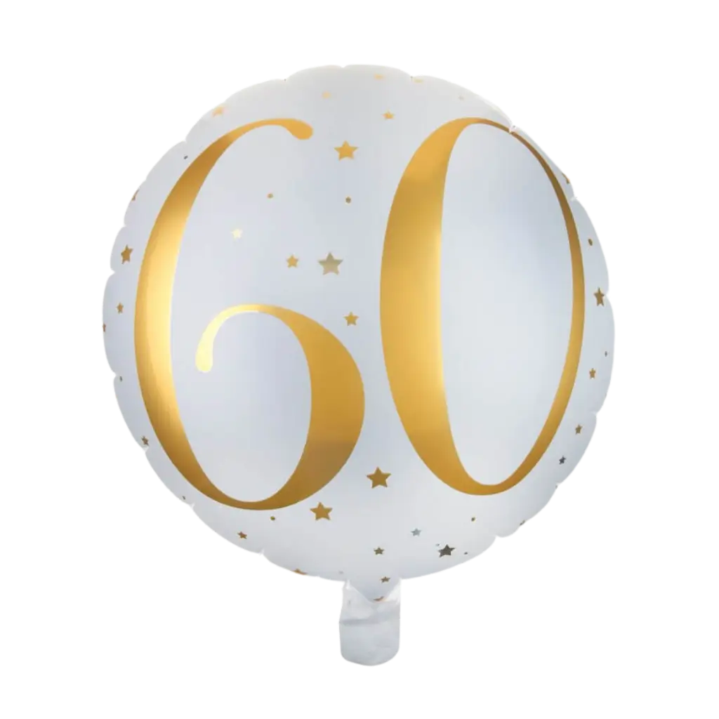 Balloon White/Gold 60 years ø45cm