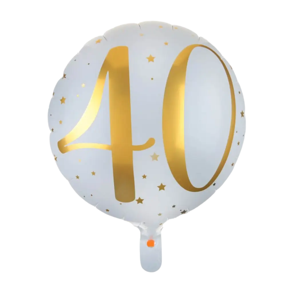 Balloon White/Gold 40 years ø45cm