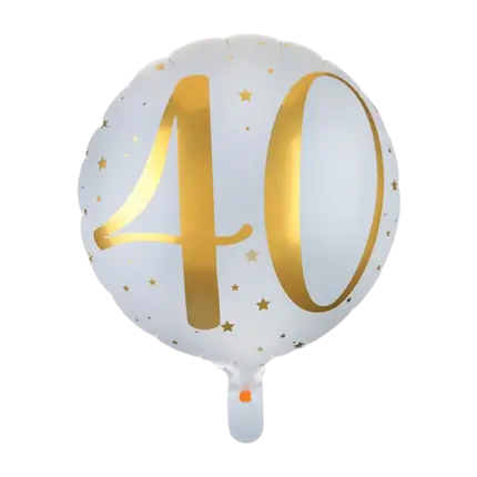 Balloon White/Gold 40 years ø45cm