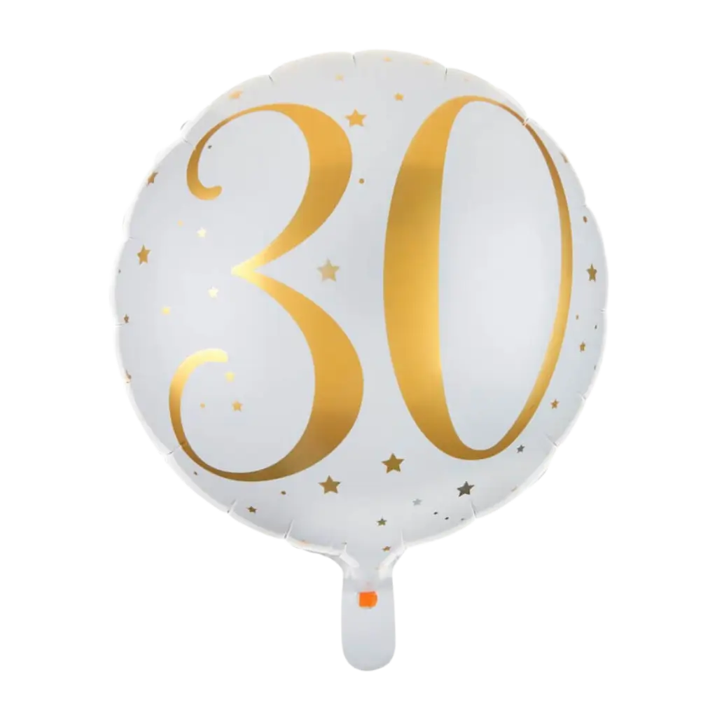 Balloon White/Gold 30 years ø45cm