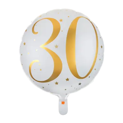 Balloon White/Gold 30 years ø45cm