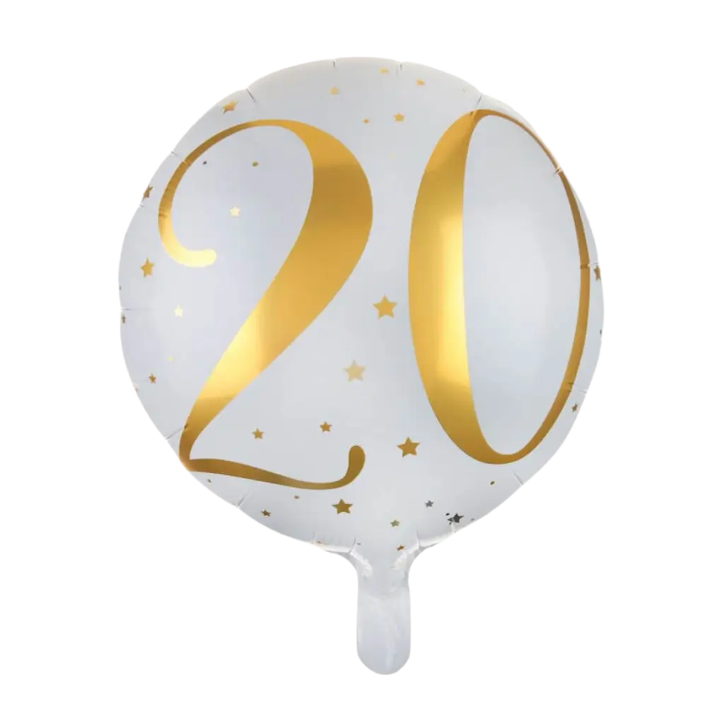 Balloon White/Gold 20 years ø45cm