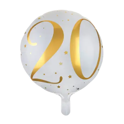 Balloon White/Gold 20 years ø45cm