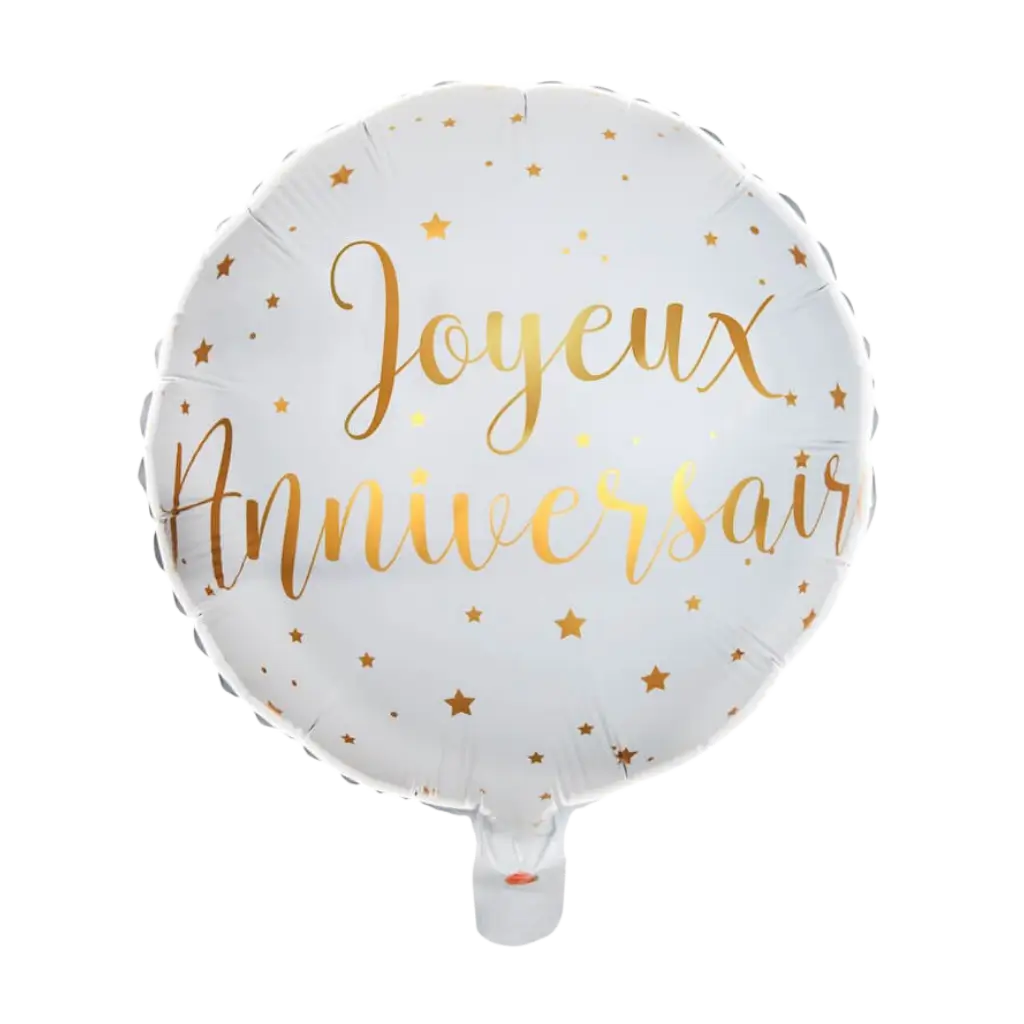 Happy Birthday Balloon White/Gold ø45cm