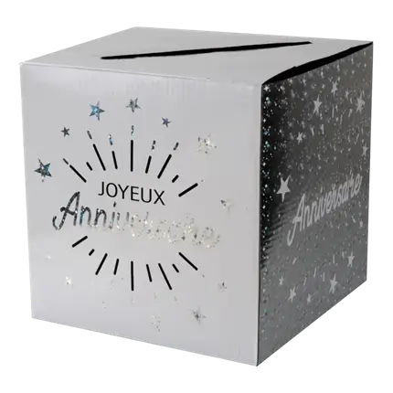 Happy Birthday Paper Urn Silver/White