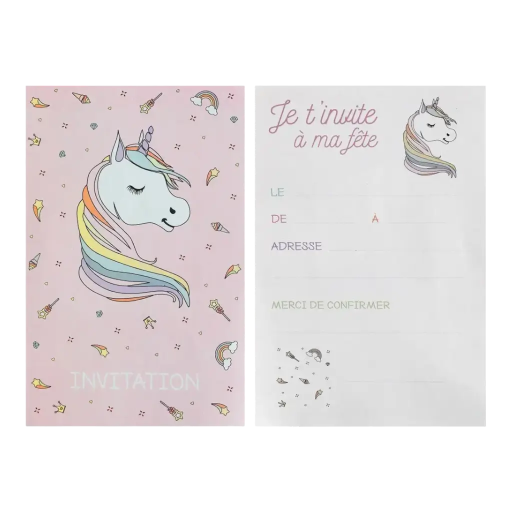Pink Unicorn Invitation Card (Set of 6)