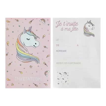 Pink Unicorn Invitation Card (Set of 6)