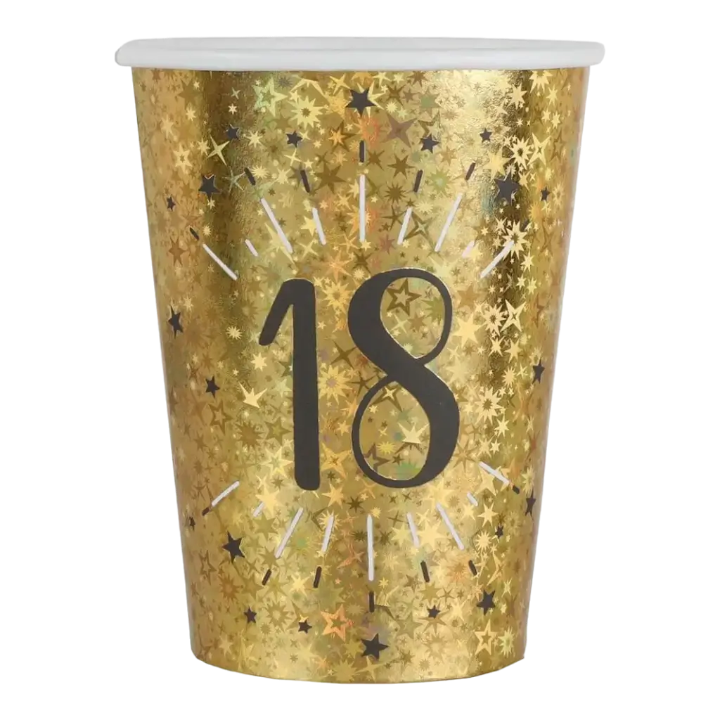 Paper cup 18 years Gold (set of 10)